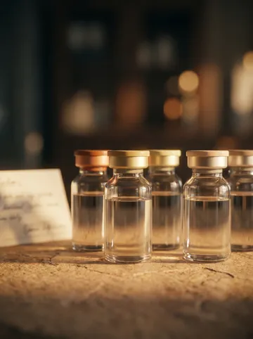 Glass pathology vials in warm low light